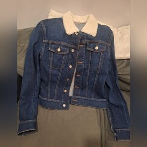 Denim Jacket with Cream Collar